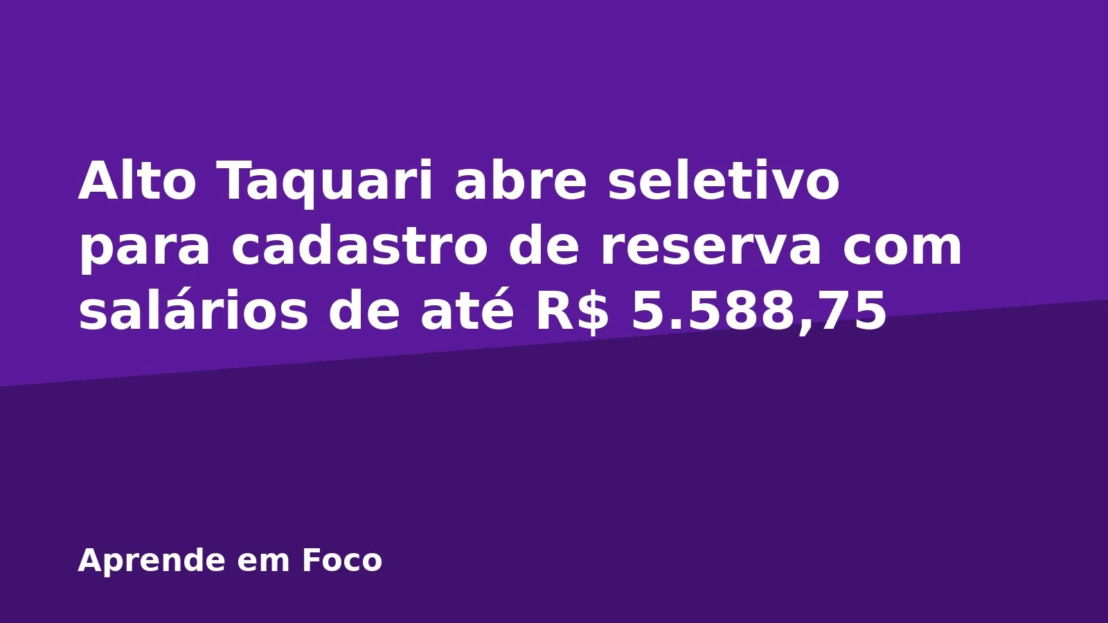 Alto Taquari abre seletivo para cadastro de reserva com salários de até R$ 5.588,75