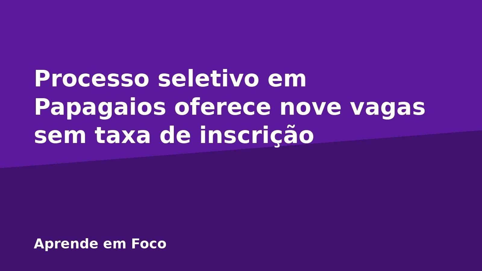 Processo seletivo em Papagaios oferece nove vagas sem taxa de inscrição