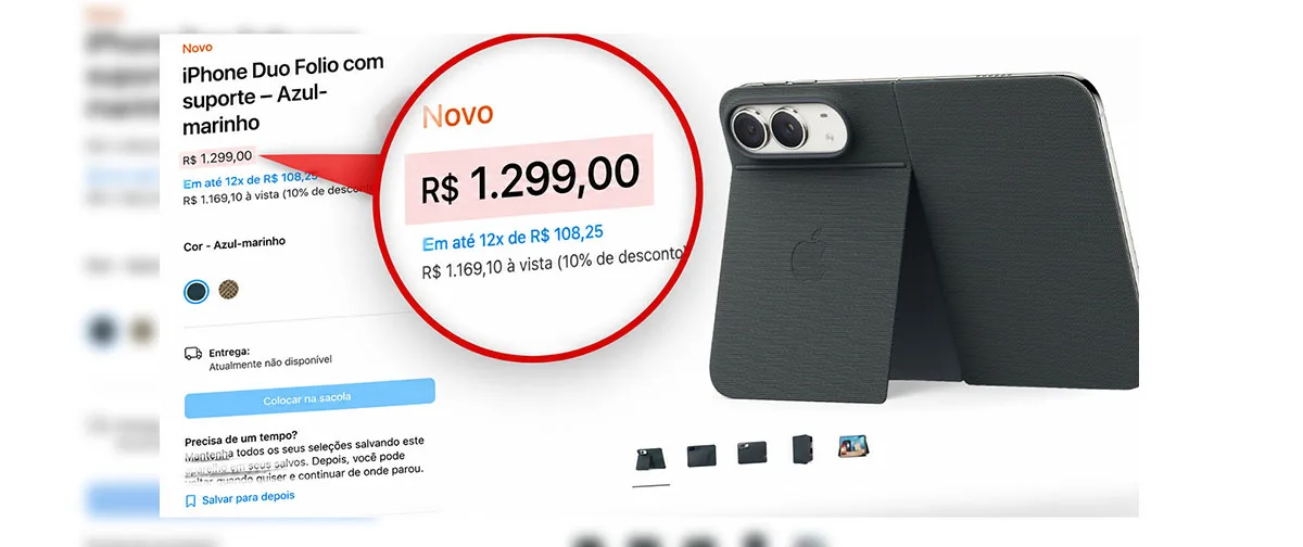 Capa oficial do iPhone Duo chega a R$ 1.299 no Brasil