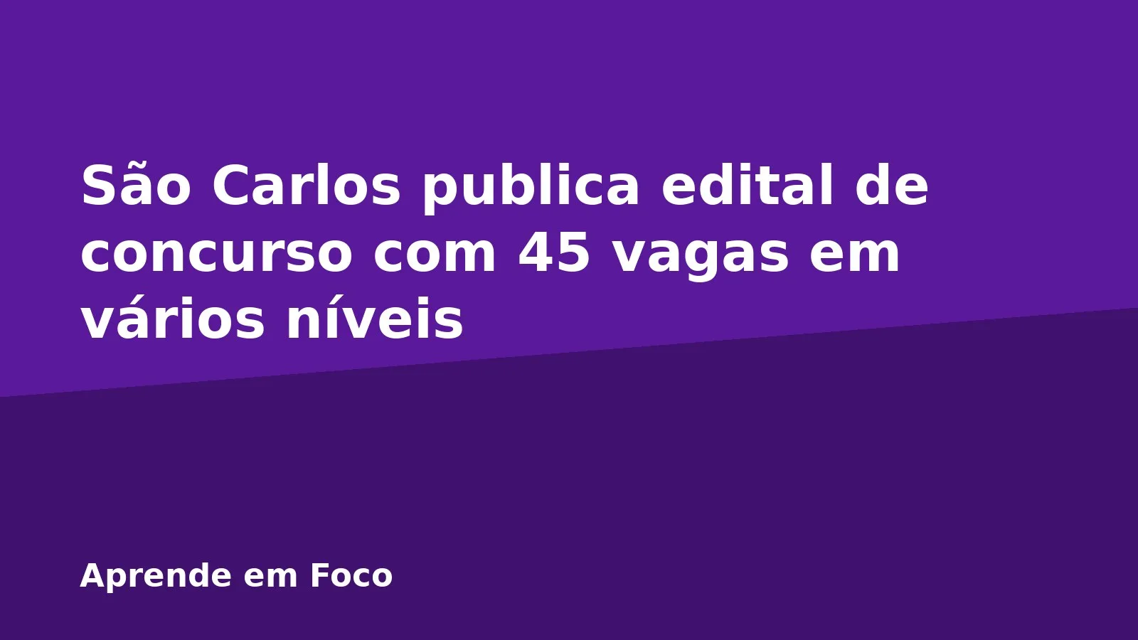 São Carlos publica edital de concurso com 45 vagas em vários níveis