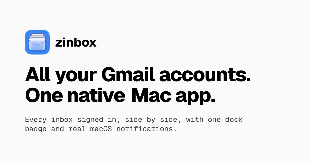 Zinbox centraliza sessões do Gmail e avisa novas mensagens no Mac