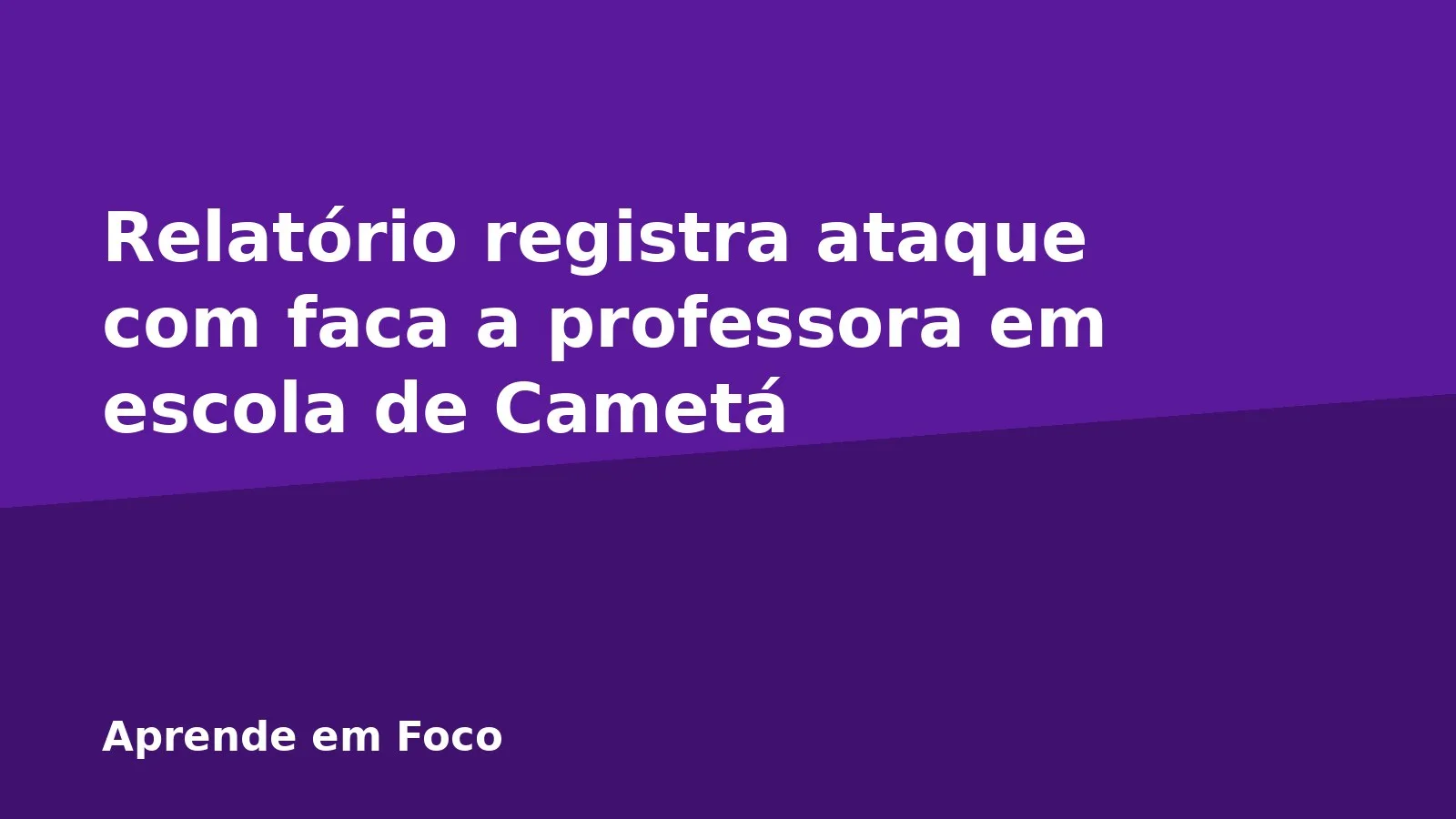 Relatório registra ataque com faca a professora em escola de Cametá