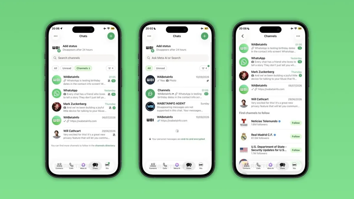 Código do WhatsApp indica possível reorganização dos canais no iPhone