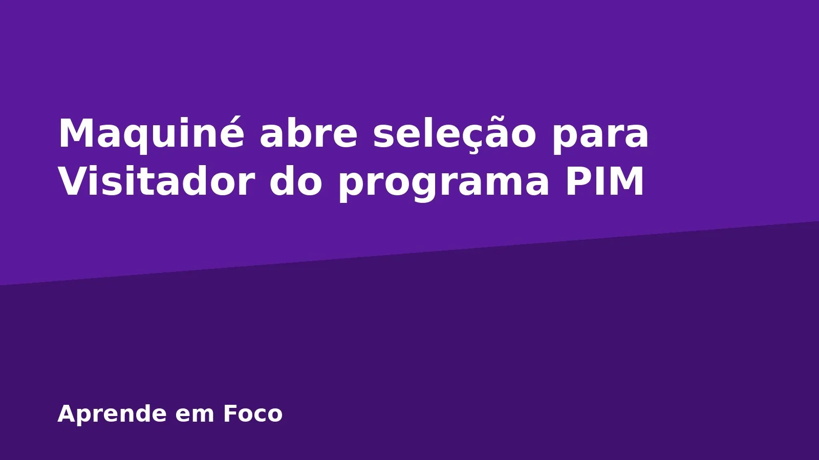 Maquiné abre seleção para Visitador do programa PIM