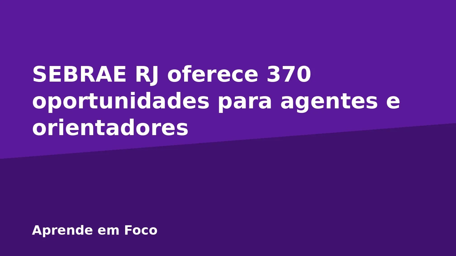 SEBRAE RJ oferece 370 oportunidades para agentes e orientadores