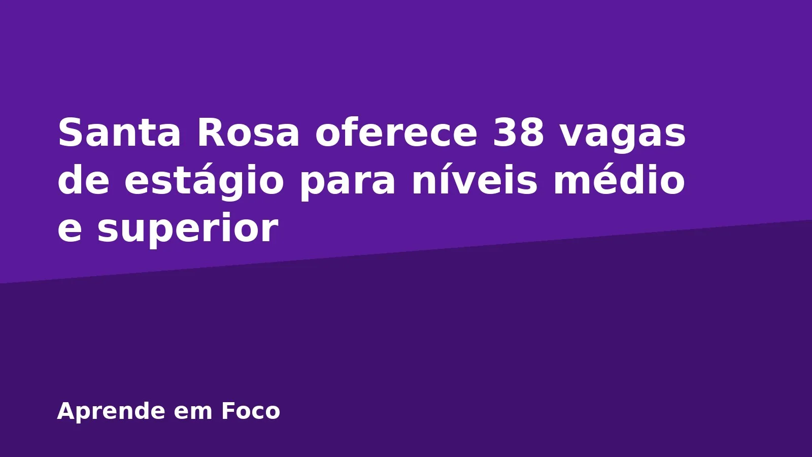 Santa Rosa oferece 38 vagas de estágio para níveis médio e superior