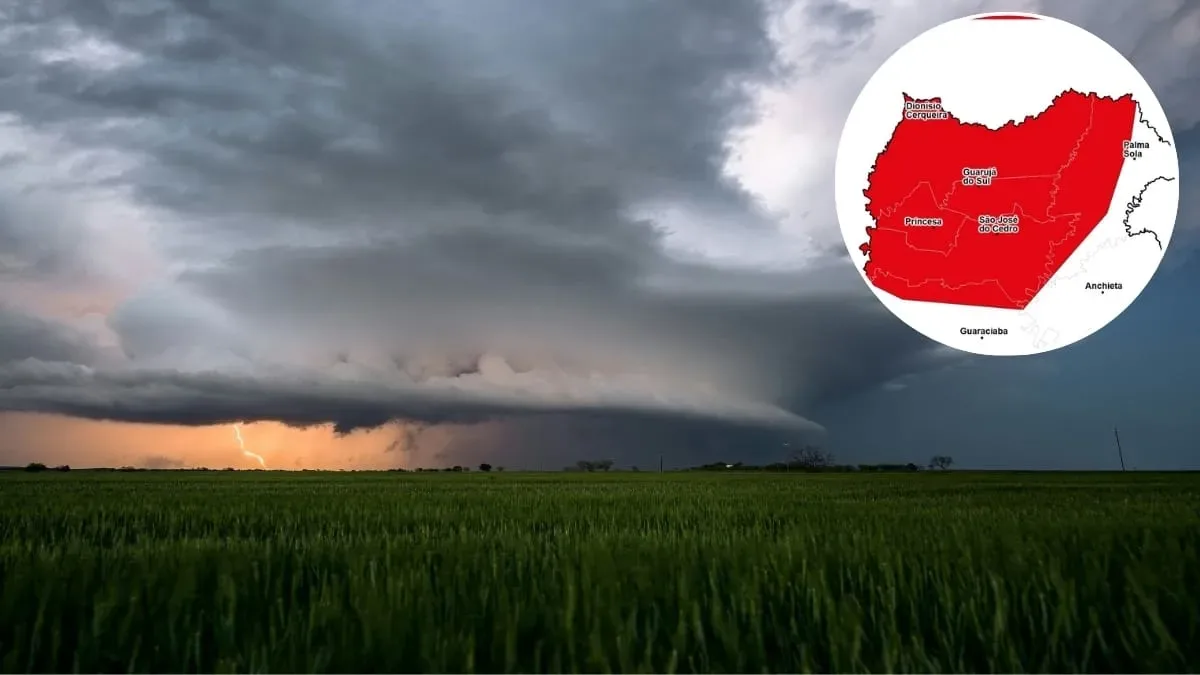 Defesa Civil emite alertas vermelhos para tempestades no Extremo-Oeste de SC