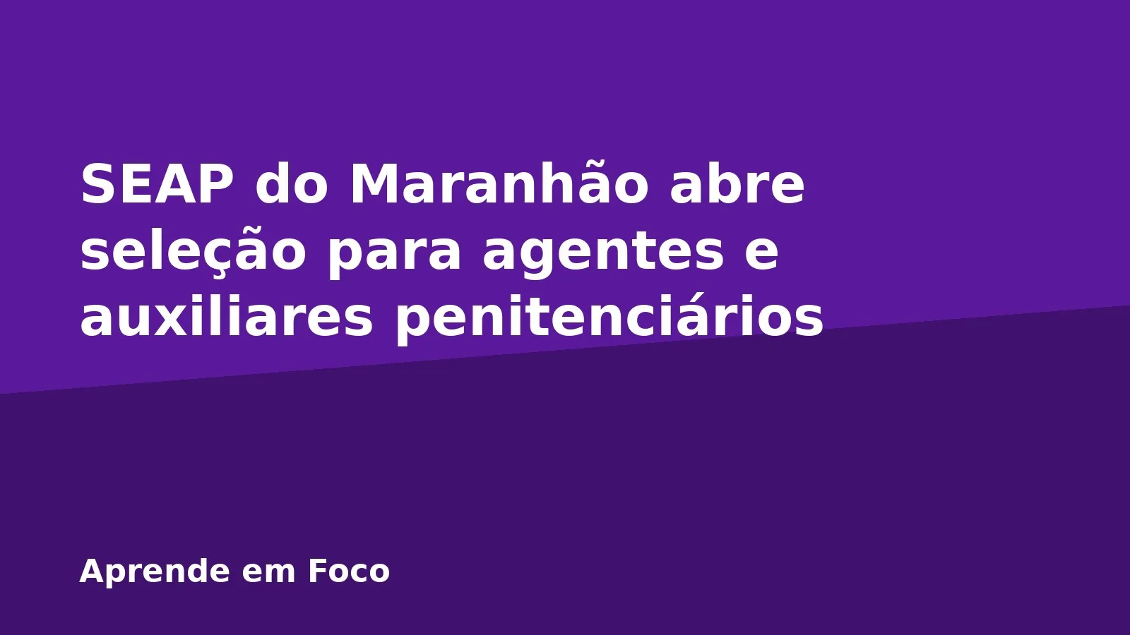 SEAP do Maranhão abre seleção para agentes e auxiliares penitenciários