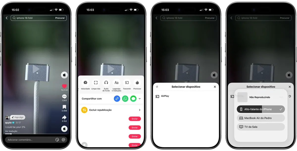 TikTok pode ser enviado para TV com AirPlay; veja como fazer