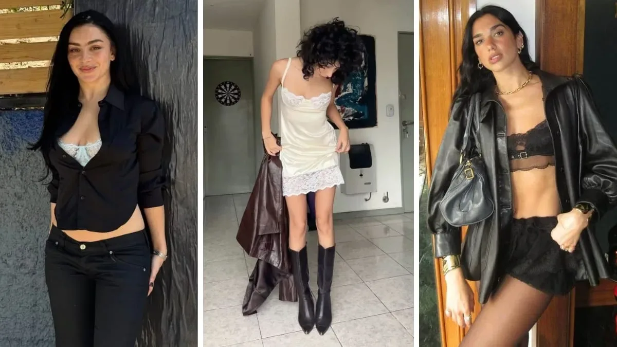 Lingerie ganha destaque em produções com renda, camisolas e alças à mostra