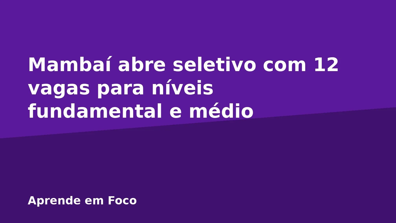 Mambaí abre seletivo com 12 vagas para níveis fundamental e médio