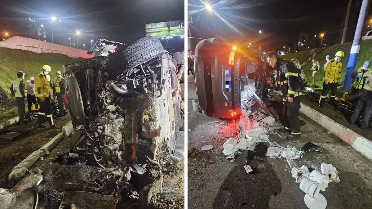 Motorista é retirado de Land Rover antes de incêndio após acidente em SC