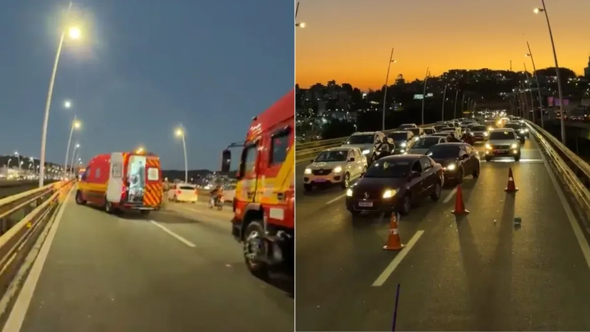 Acidente na Ponte Pedro Ivo deixa um morto e uma motociclista ferida