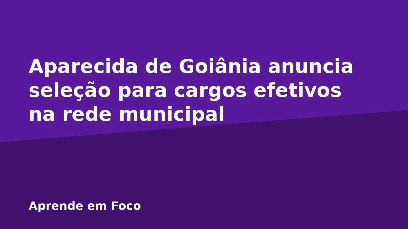 Aparecida de Goiânia anuncia seleção para cargos efetivos na rede municipal