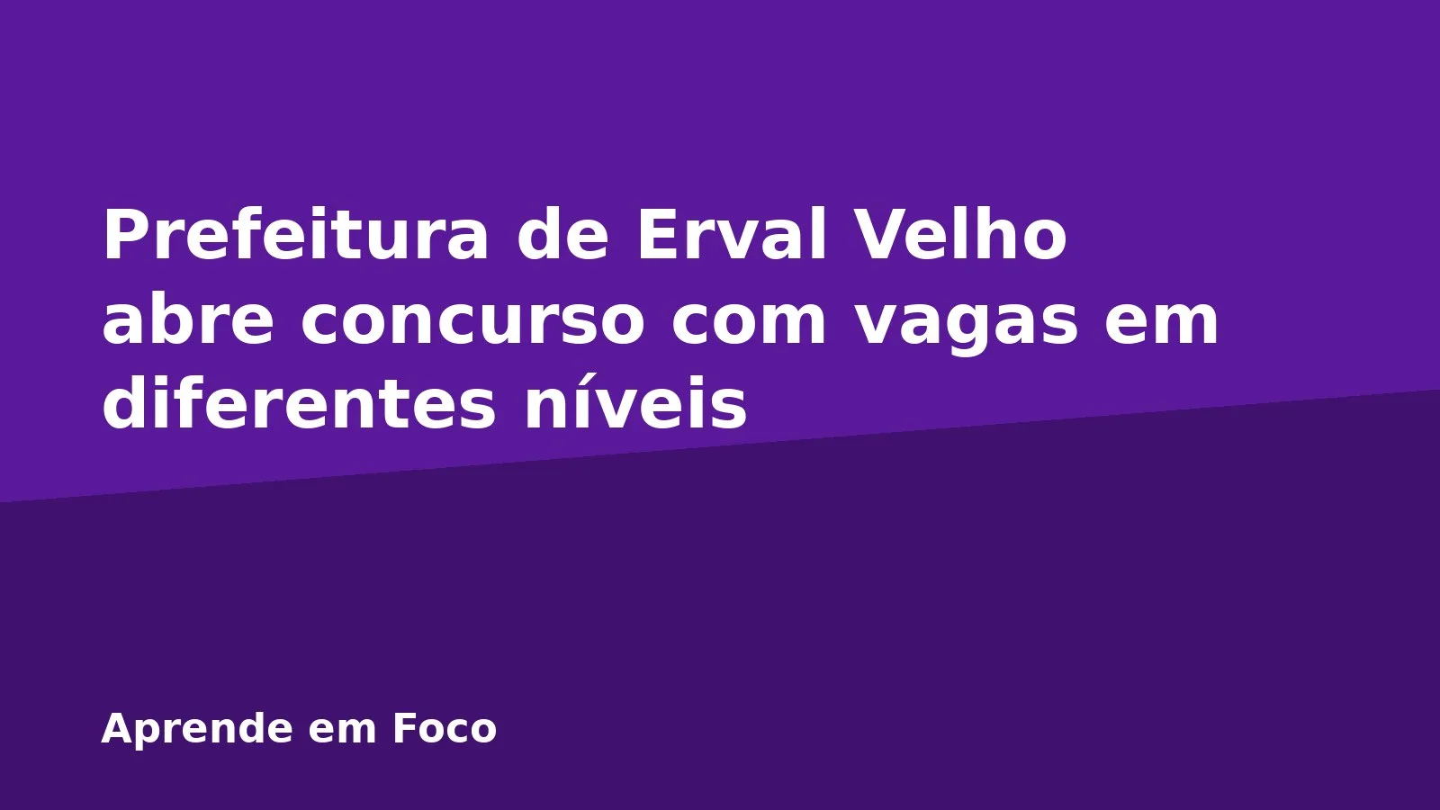 Prefeitura de Erval Velho abre concurso com vagas em diferentes níveis